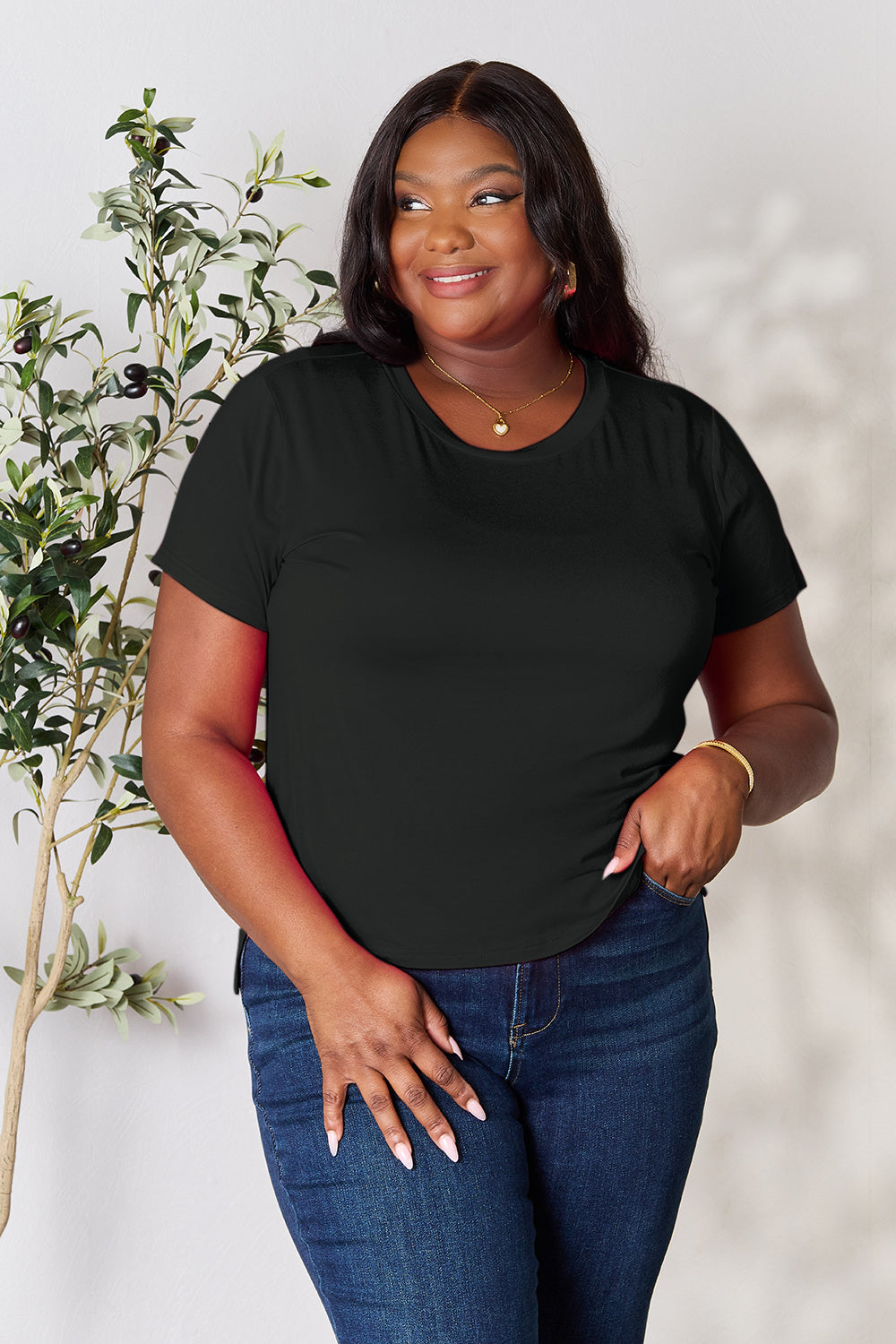 Basic Bae Full Size Round Neck Short Sleeve T-Shirt Apparel/Tops Basic Bae Ship from USA TikTok Tops Trendsi USPS Walmart Walmart Apparel Trendsi https://www.cyberehub.com