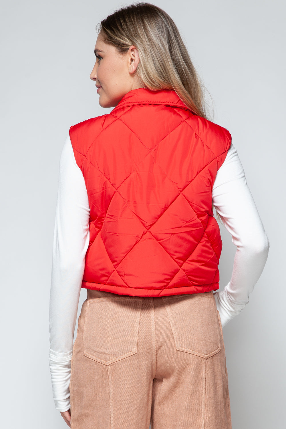 Snobbish Snap Down Quilted Crop Vest Shirt Apparel Clothing Tops Ship from USA Shirts Snobbish USA Women Trendsi https://www.cyberehub.com
