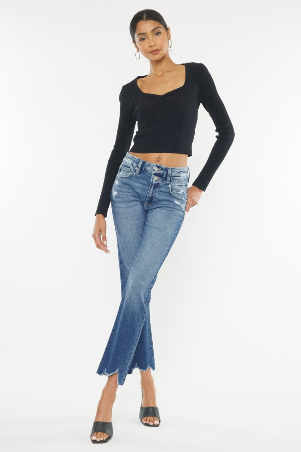 Kancan High Rise Wide Waistband Slim Straight Jeans Bottoms Bottoms Clothing Kancan Ship from USA Women Trendsi https://www.cyberehub.com