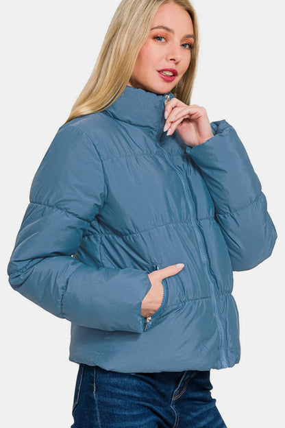 Zenana Zip Up Turtleneck Puffer Jacket with Pockets Tops/Jackets/Sweaters Clothing Tops Ship from USA TikTok Trendsi USPS Walmart Zenana Trendsi https://www.cyberehub.com
