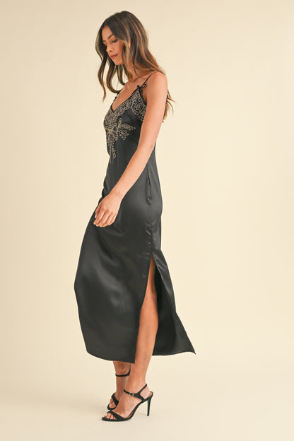 Mable Embroidered Cami Satin Midi Slit Dress Apparel/Dress Dress MABLE Ship from USA TikTok Trendsi USPS Walmart Walmart Apparel Trendsi https://www.cyberehub.com