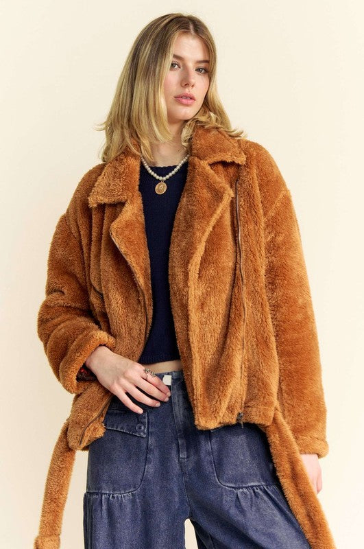 Davi & Dani Fuzzy Zip Up Collared Neck Jacket Brown Apparel Apparel Davi & Dani Ship from USA TikTok Trendsi Trendsi https://www.cyberehub.com