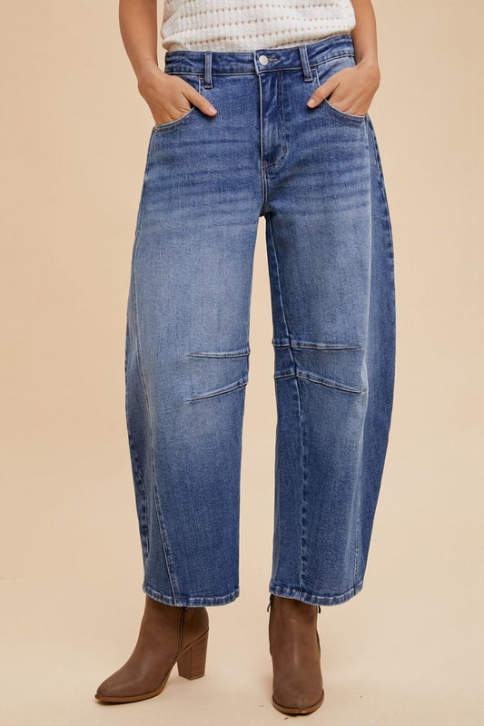 Annie Wear Mid Rise Barrel Leg Jeans with Pockets Medium Apparel Annie Wear Apparel Ship from USA TikTok Trendsi Trendsi https://www.cyberehub.com
