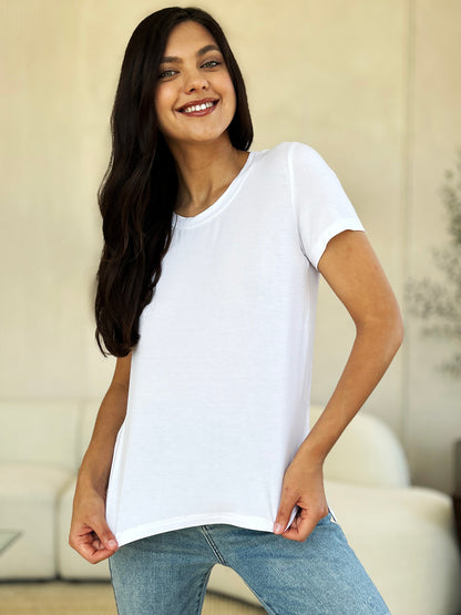 Basic Bae Full Size Round Neck Short Sleeve T-Shirt Apparel/Tops Basic Bae Ship from USA TikTok Tops Trendsi USPS Walmart Walmart Apparel Trendsi https://www.cyberehub.com