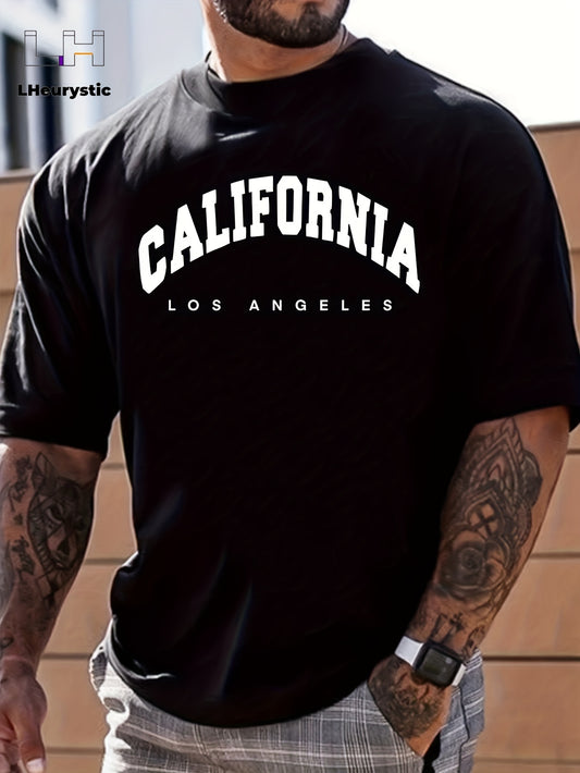 CALIFORNIA Print, Men's Flat Design Round Neck Activity T-shirt, Summer Casual Comfortable T-shirt, Men's Top Suitable For Daily Gym Exercise And Running Apparel/Shirt/Graphic Shirt SNULLO https://www.cyberehub.com