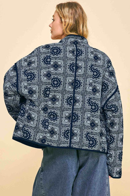 Davi & Dani Vintage Print Open Front Jacket with Pockets Apparel Apparel Davi & Dani Ship from USA TikTok Trendsi Trendsi https://www.cyberehub.com