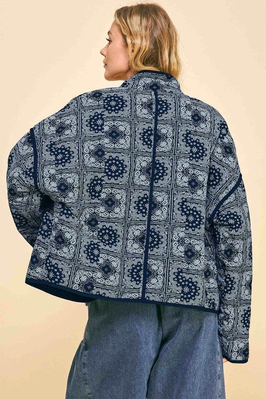 Davi & Dani Vintage Print Open Front Jacket with Pockets Apparel Apparel Davi & Dani Ship from USA TikTok Trendsi Trendsi https://www.cyberehub.com