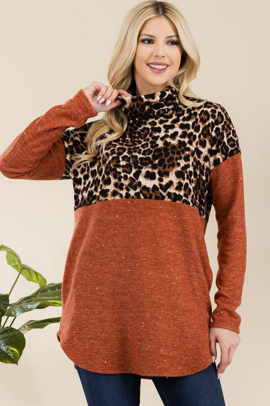 Celeste Full Size Curved Hem Leopard Turtleneck Long Sleeve Blouse Rust Leopard Apparel/Tops Celeste Ship from USA TikTok Tops Trendsi USPS Walmart Walmart Apparel Trendsi https://www.cyberehub.com