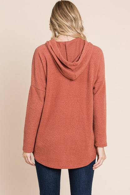 BOMBOM Contrast Drawstring Drop Shoulder Knit Hoodie Tops/Jackets/Sweaters BOMBOM Clothing Tops Ship from USA TikTok Trendsi USPS Walmart Trendsi https://www.cyberehub.com