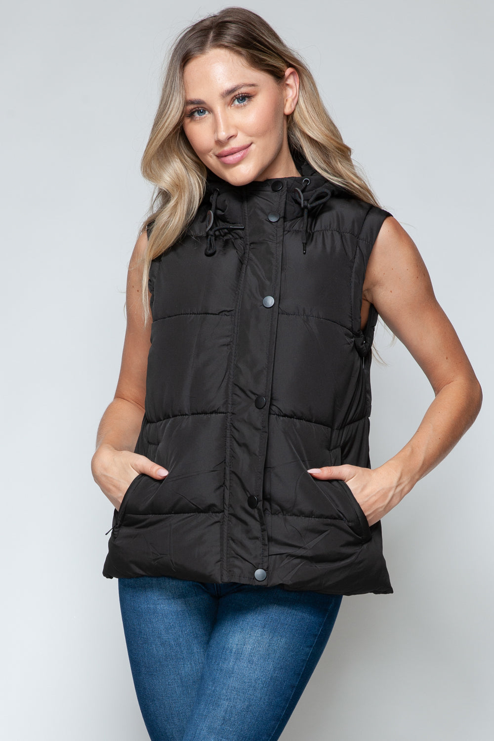 Snobbish Snap and Zip Closure Hooded Vest Shirt Apparel Clothing Tops price-change-job-active Ship from USA Shirts Snobbish USA Women Trendsi https://www.cyberehub.com