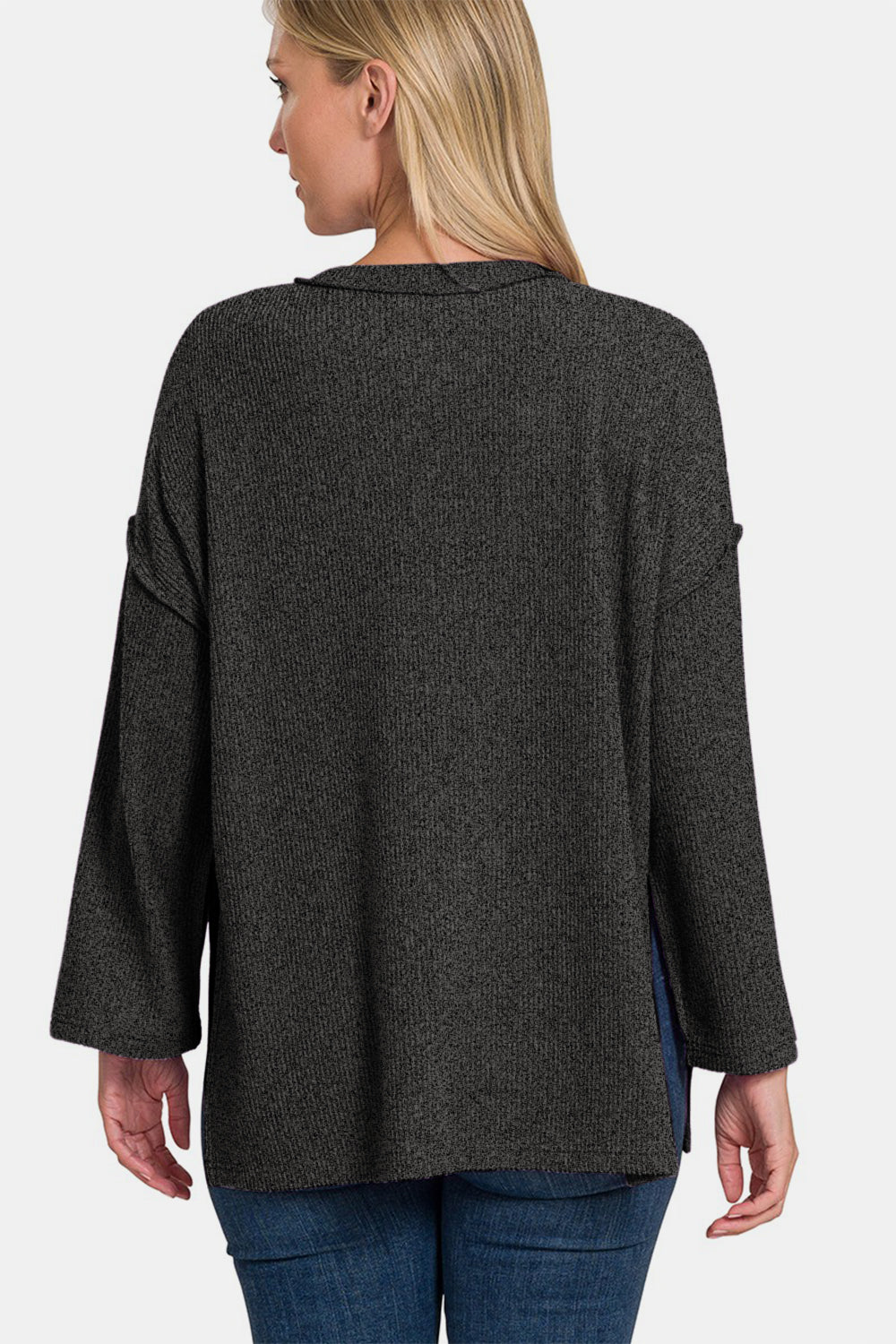 Zenana Full Size Ribbed Half Button Slit Knit Top Tops/Jackets/Sweaters Clothing Tops Ship from USA TikTok Trendsi USPS Walmart Zenana Trendsi https://www.cyberehub.com
