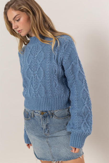 HYFVE Cable-Knit Mock Neck Dropped Shoulder Sweater Apparel Featured HYFVE Ship from USA Tiktok Trendsi USA USPS Walmart Trendsi https://www.cyberehub.com