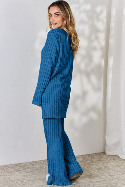 Basic Bae Full Size Ribbed High-Low Top and Wide Leg Pants Set Apparel/Tops Basic Bae Ship from USA TikTok Tops Trendsi USPS Walmart Walmart Apparel Trendsi https://www.cyberehub.com
