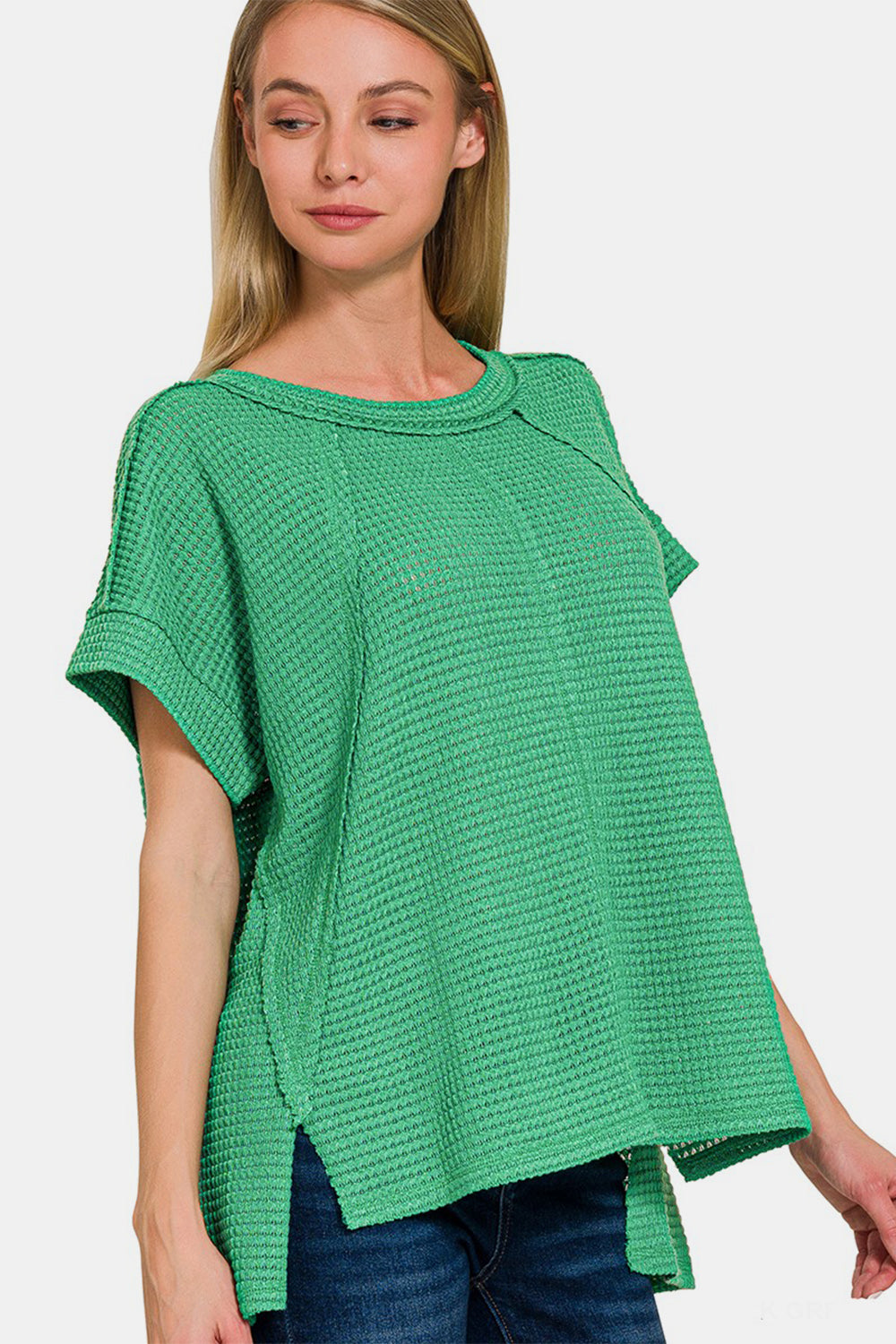 Zenana Waffle Exposed-Seam Short Sleeve T-Shirt Tops/Jackets/Sweaters Clothing Tops Memorial Day Sale Ship from USA TikTok Trendsi USPS Walmart Zenana Trendsi https://www.cyberehub.com