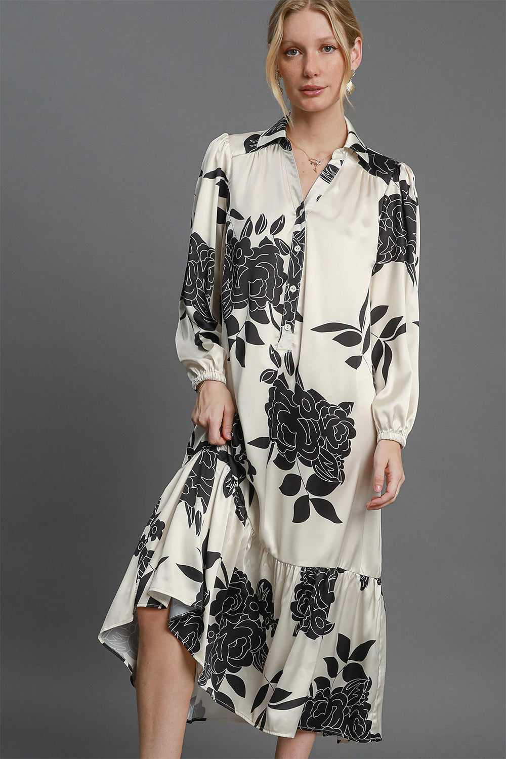 Umgee Ruffle Hem Flower Print Johnny Collar Dress Apparel Apparel Ship from USA TikTok Trendsi Umgee USA Trendsi https://www.cyberehub.com