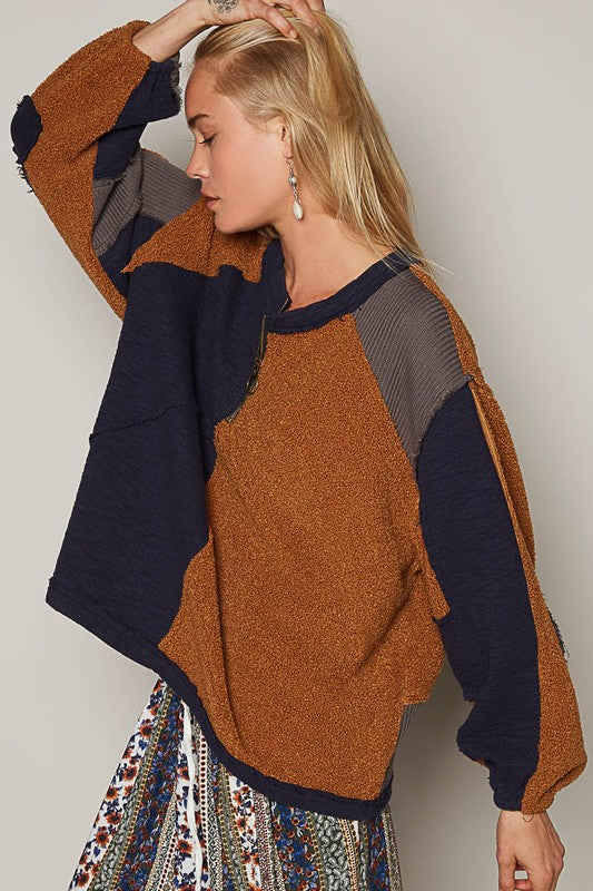 POL Color Block Half Zip Dropped Shoulder Sweatshirt Apparel Apparel POL Ship from USA TikTok Trendsi Trendsi https://www.cyberehub.com