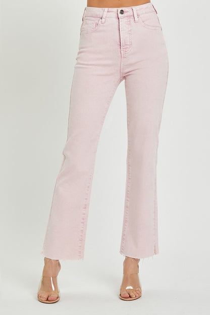 RISEN Full Size High Rise Tummy Control Straight Jeans Acid Pink Bottoms Bottoms Clothing Pants RISEN Ship from USA Women Trendsi https://www.cyberehub.com