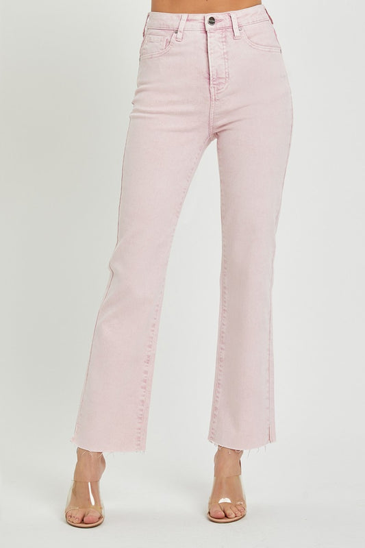 RISEN Full Size High Rise Tummy Control Straight Jeans Acid Pink Bottoms Bottoms Clothing Pants RISEN Ship from USA Women Trendsi https://www.cyberehub.com