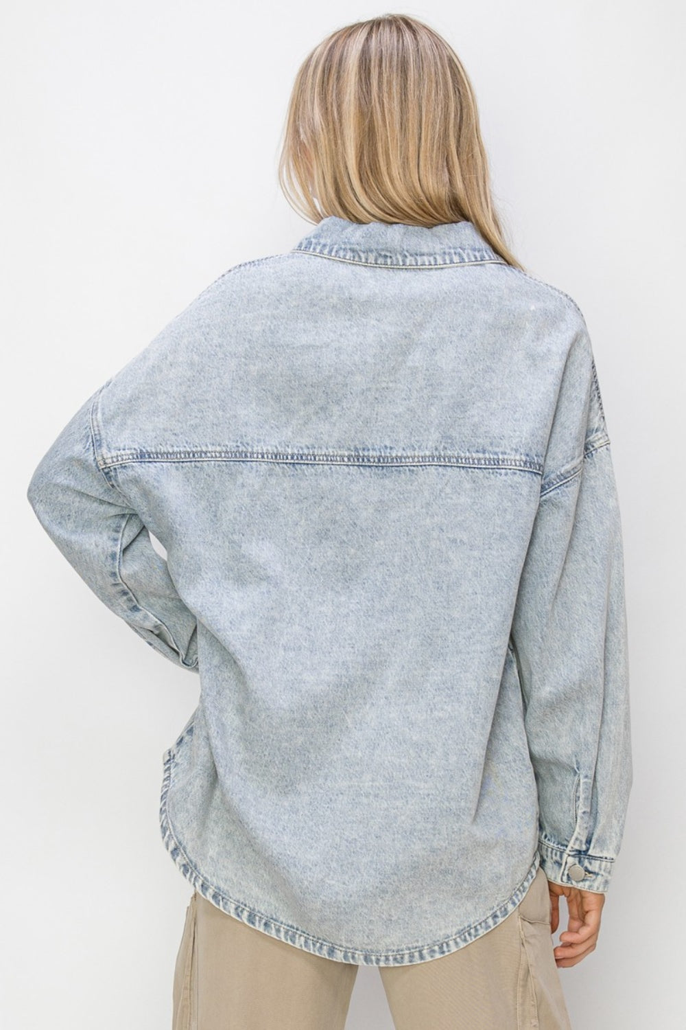 RISEN Button Up Long Sleeve Shacket Shirt Apparel Clothing Tops RISEN Ship from USA Shirts USA Women Trendsi https://www.cyberehub.com