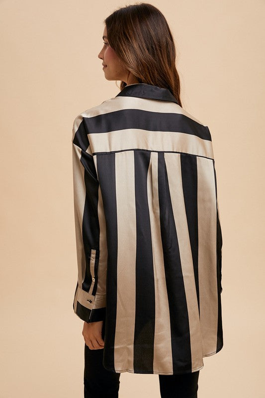 Annie Wear Striped Dropped Shoulder Button Up Shirt Apparel Annie Wear Apparel Ship from USA TikTok Trendsi Trendsi https://www.cyberehub.com