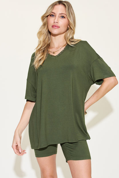 Basic Bae Full Size V-Neck Drop Shoulder T-Shirt and Shorts Set Matcha Green Apparel/Tops Basic Bae Ship from USA TikTok Tops Trendsi USPS Walmart Walmart Apparel Trendsi https://www.cyberehub.com