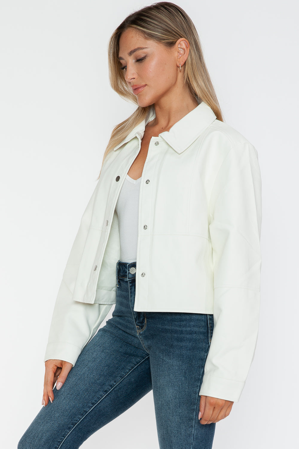 Snobbish Snap Down Long Sleeve PU Leather Jacket Tops/Jackets/Sweaters Clothing Tops Ship from USA Snobbish TikTok Trendsi USPS Walmart Trendsi https://www.cyberehub.com
