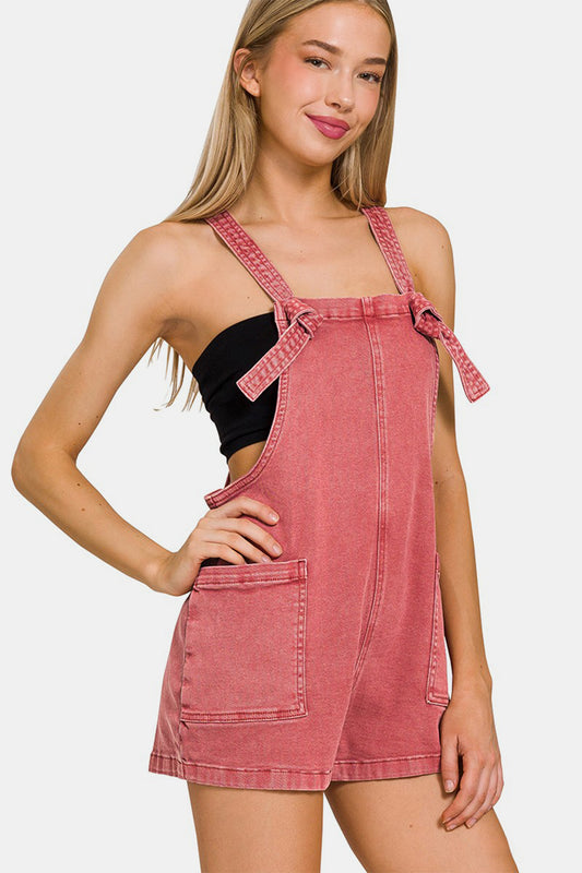 Zenana Washed Knot Strap Rompers CABERNET Apparel/Tops Memorial Day Sale Ship from USA TikTok Tops Trendsi USPS Walmart Walmart Apparel Zenana Trendsi https://www.cyberehub.com