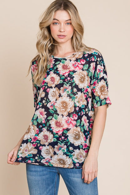 BOMBOM Floral Round Neck T-Shirt Apparel/Tops BOMBOM Memorial Day Sale Ship from USA TikTok Tops Trendsi USPS Walmart Walmart Apparel Trendsi https://www.cyberehub.com