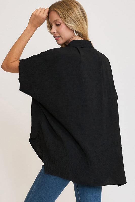 Umgee Full Size High-Low Button Up Short Sleeve Shirt Apparel/Tops Ship from USA TikTok Tops Trendsi Umgee USA USPS Walmart Walmart Apparel Trendsi https://www.cyberehub.com