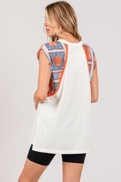 SAGE + FIG Patch Print Side Slit Sleeveless Top Tops/Jackets/Sweaters Clothing Tops SAGE+FIG Ship from USA TikTok Trendsi USPS Walmart Trendsi https://www.cyberehub.com