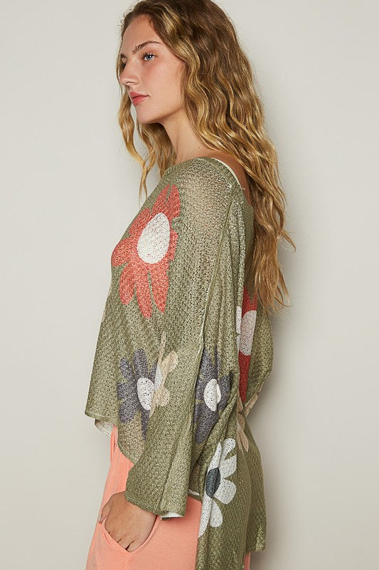 POL Flower Dropped Shoulder Long Sleeve Knit Top Apparel Apparel POL Ship from USA TikTok Trendsi Trendsi https://www.cyberehub.com