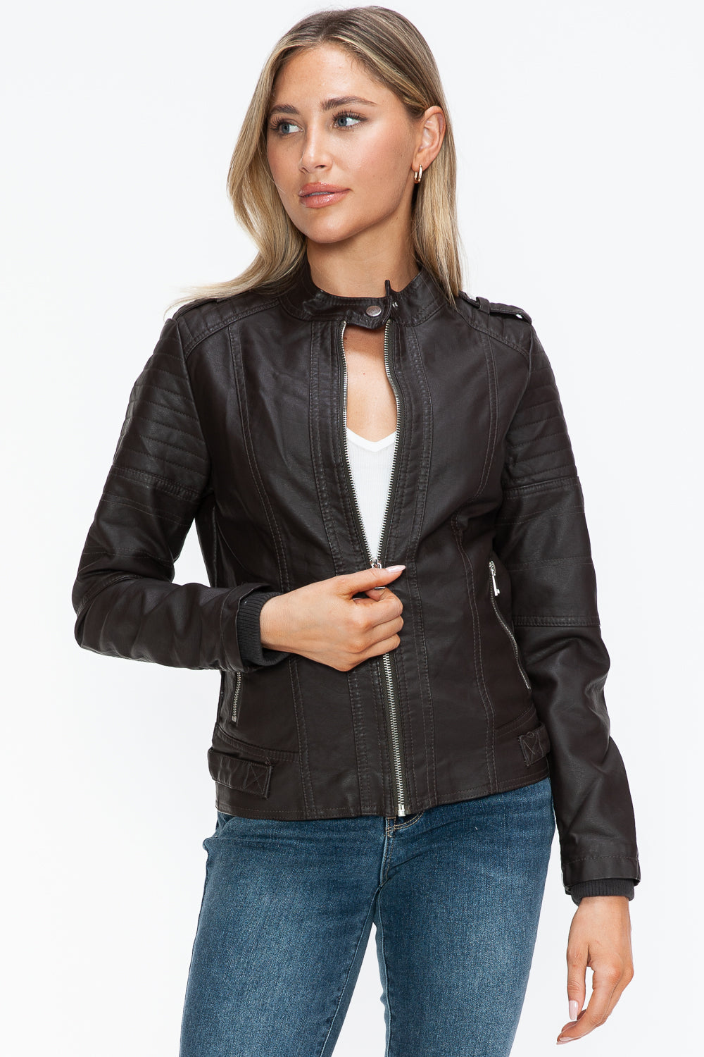 Snobbish PU Leather Biker Jacket with Side Zip Pockets Tops/Jackets/Sweaters Clothing Tops Ship from USA Snobbish TikTok Trendsi USPS Walmart Trendsi https://www.cyberehub.com