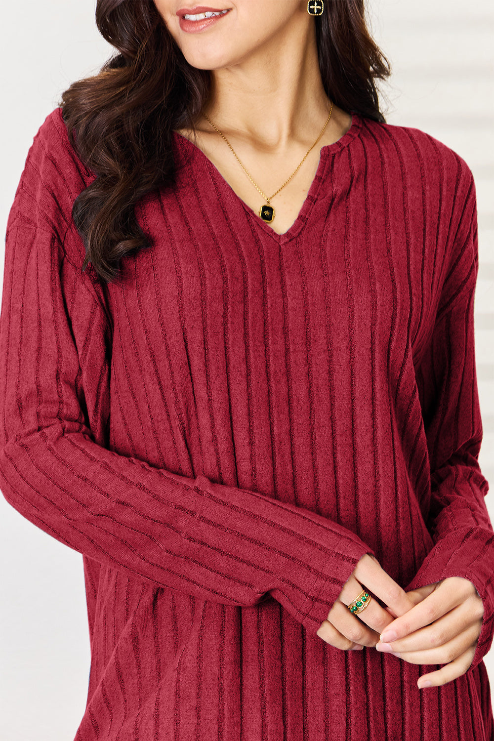 Basic Bae Full Size Notched Long Sleeve Top and Pants Set Apparel/Tops Basic Bae Ship from USA TikTok Tops Trendsi USPS Walmart Walmart Apparel Trendsi https://www.cyberehub.com
