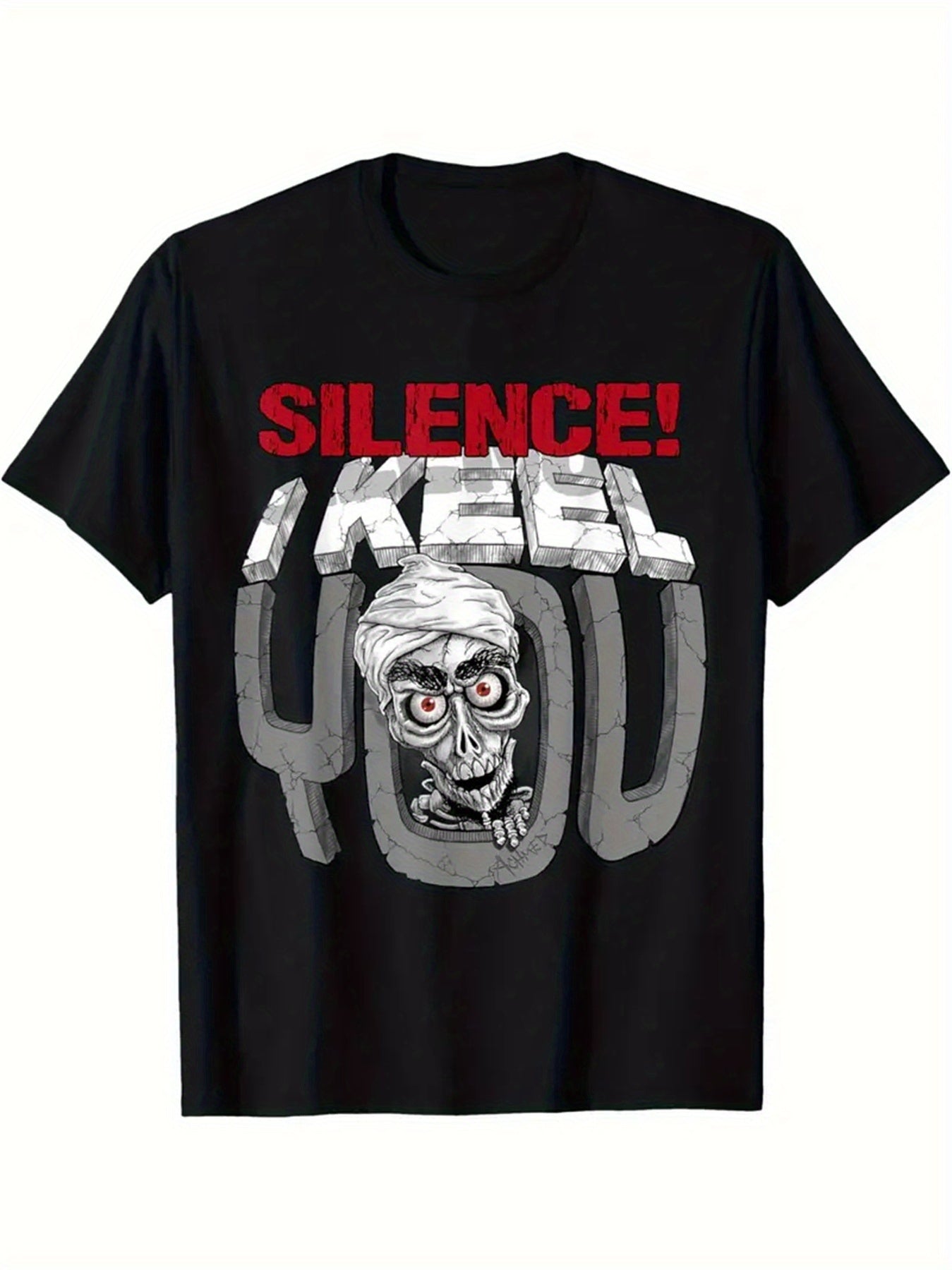 Silence, I Keel You - Men's Letter Pattern Printed T-shirt - Soft Round Neck, Comfortable Fit, Slightly Elastic Knitted Fabric, Casual Summer T-shirt Apparel/Mens/Shirts Apparel CJ POD T-Shirt USa CJ https://www.cyberehub.com