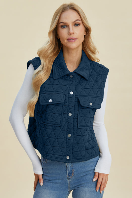 Double Take Full Size Pocketed Texture Snap Down Vest Coat Peacock Blue Shirt Apparel Clothing Tops Double Take Ship from USA Shirts USA Women Trendsi https://www.cyberehub.com