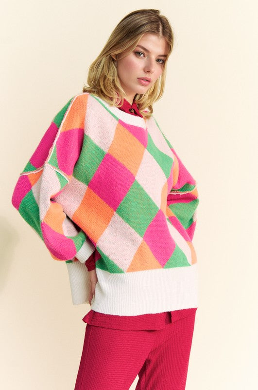 Davi & Dani Exposed Seam Color Block Dropped Shoulder Sweater Tops/Jackets/Sweaters Clothing Tops Davi & Dani Ship from USA TikTok Trendsi USPS Walmart Trendsi https://www.cyberehub.com