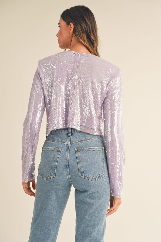 MABLE Shoulder Padded Sequin Crop Top Tops/Jackets/Sweaters Clothing Tops MABLE Ship from USA TikTok Trendsi USPS Walmart Trendsi https://www.cyberehub.com