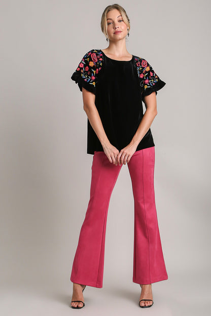 Umgee Full Size Velvet Embroidery Short Sleeve Blouse Apparel Apparel Ship from USA TikTok Trendsi Umgee USA Trendsi https://www.cyberehub.com