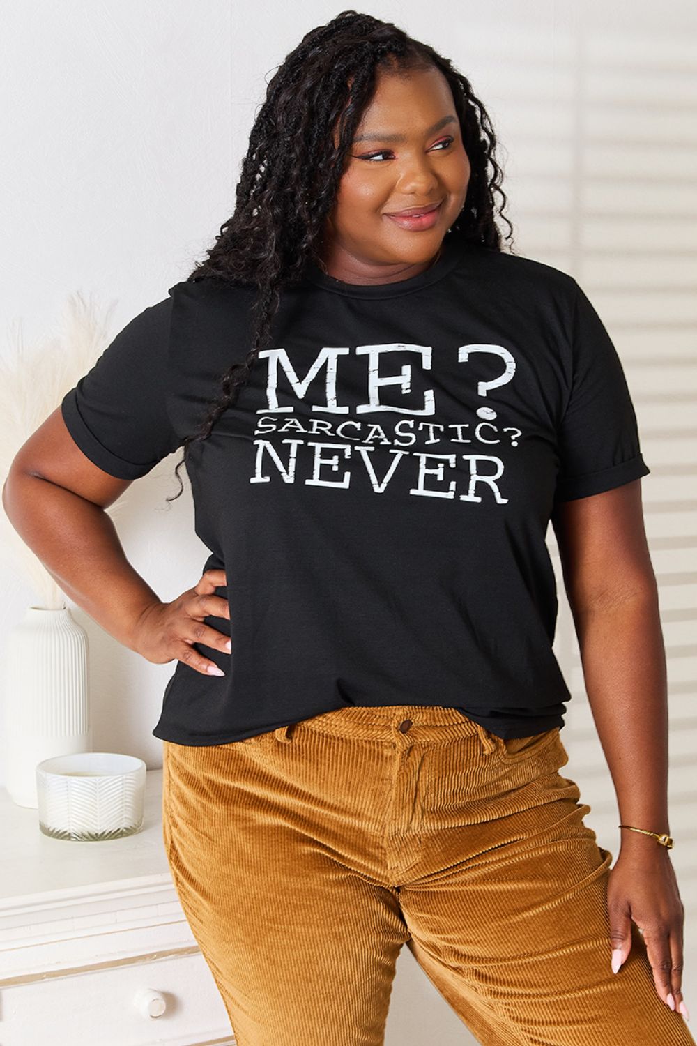 Simply Love Letter Graphic Round Neck T-Shirt Apparel/Tops Doorbusters Ship from USA Simply Love TikTok Tops Trendsi USPS Walmart Walmart Apparel Trendsi https://www.cyberehub.com