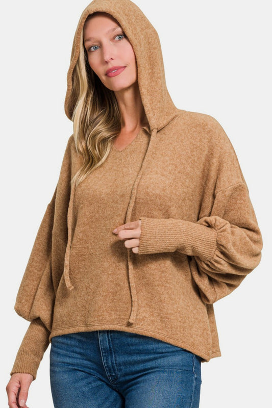 Zenana Brushed Hacci Drop Shoulder Cropped Hoodie Shirt Apparel Clothing Tops Ship from USA Shirts USA Women Zenana Trendsi https://www.cyberehub.com