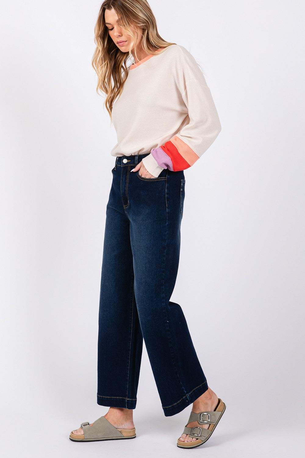 SAGE + FIG High Waist Wide Leg Jeans Bottoms Bottoms Clothing SAGE+FIG Ship from USA Women Trendsi https://www.cyberehub.com