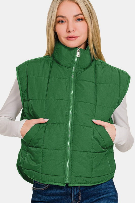 Zenana Zip Up Cropped Puffer Vest with Pockets Dk Green Tops/Jackets/Sweaters Clothing Tops Ship from USA TikTok Trendsi USPS Walmart Zenana Trendsi https://www.cyberehub.com