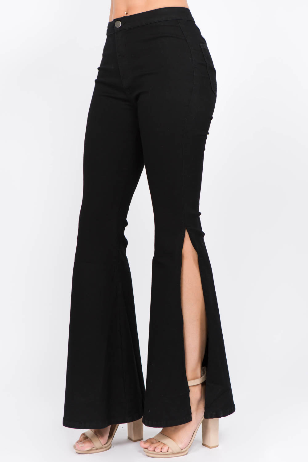 American Bazi Side Slit Flare Jeans Bottoms American Bazi Bottoms Clothing Ship from USA Women Trendsi https://www.cyberehub.com