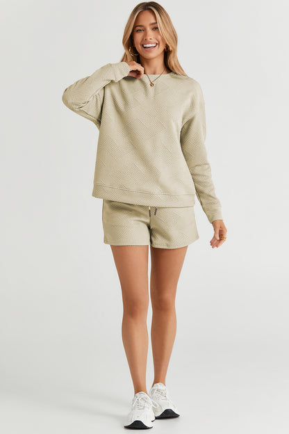 Double Take Full Size Texture Long Sleeve Top and Drawstring Shorts Set Apparel/Tops Double Take Ship from USA TikTok Tops Trendsi USPS Walmart Walmart Apparel Trendsi https://www.cyberehub.com