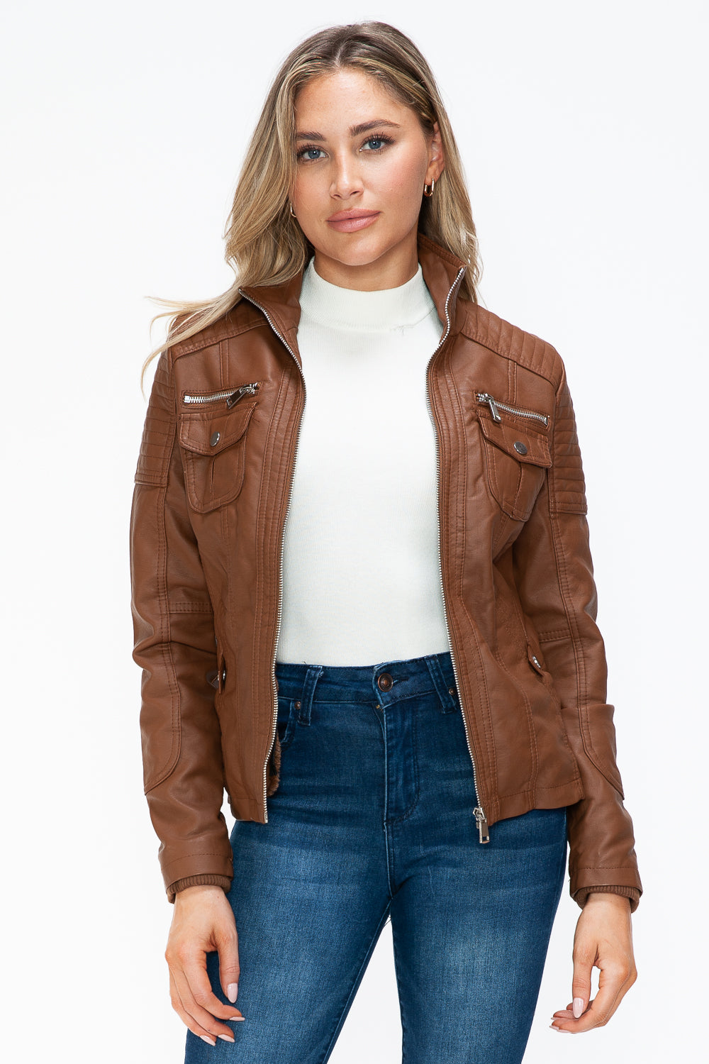 YMI Removable Faux Layered Multi-Pocket Jacket with Fuzzy Hood Apparel Featured Ship from USA Tiktok Trendsi USA USPS Walmart YMI outerwear Trendsi https://www.cyberehub.com