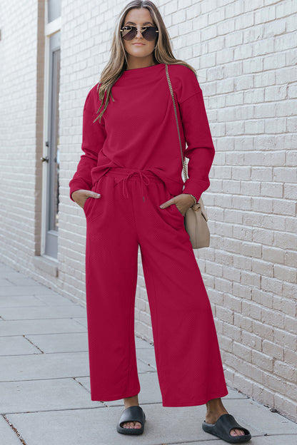 Double Take Full Size Textured Long Sleeve Top and Drawstring Pants Set Hot Pink Apparel/Tops Double Take Ship from USA TikTok Tops Trendsi USPS Walmart Walmart Apparel Trendsi https://www.cyberehub.com