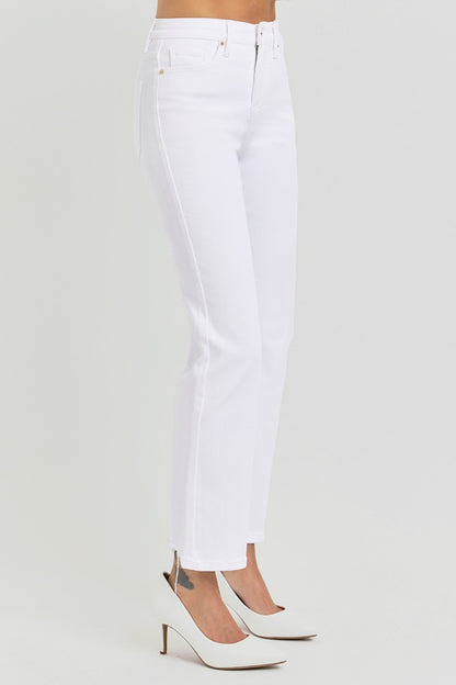 RISEN Full Size Tummy Control Elastic Band High Rise Crop Straight Jeans Bottoms Bottoms Clothing Pants RISEN Ship from USA Women Trendsi https://www.cyberehub.com