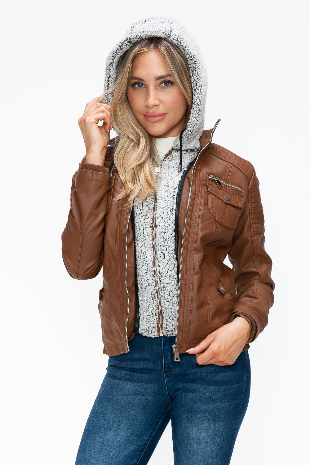 YMI Removable Faux Layered Multi-Pocket Jacket with Fuzzy Hood Apparel Featured Ship from USA Tiktok Trendsi USA USPS Walmart YMI outerwear Trendsi https://www.cyberehub.com