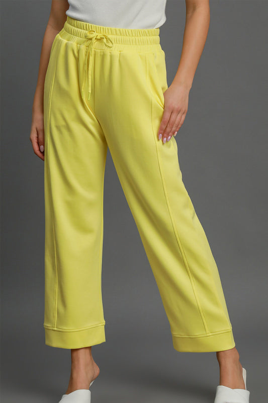 Umgee Drawstring Elastic Waist Wide Leg Pants Yellow Apparel Apparel Ship from USA TikTok Trendsi Umgee USA Trendsi https://www.cyberehub.com