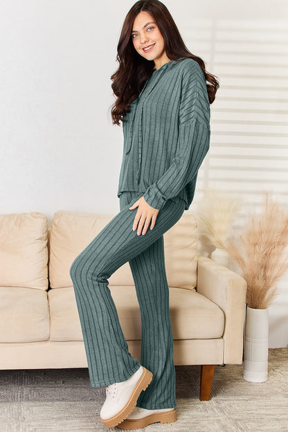 Basic Bae Full Size Ribbed Drawstring Hooded Top and Straight Pants Set Apparel/Tops Basic Bae Ship from USA TikTok Tops Trendsi USPS Walmart Walmart Apparel Trendsi https://www.cyberehub.com
